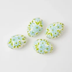 Hand Painted Green & Blue Pastel Eggs (Set of 4)