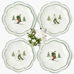 Heidi & Hans Skier Dinner & Starter Plates (Set of 8)