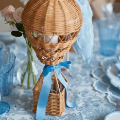 Hot Air Balloon Rechargeable Lamp with Blue Bow