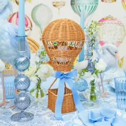 Hot Air Balloon Rechargeable Lamp with Blue Bow