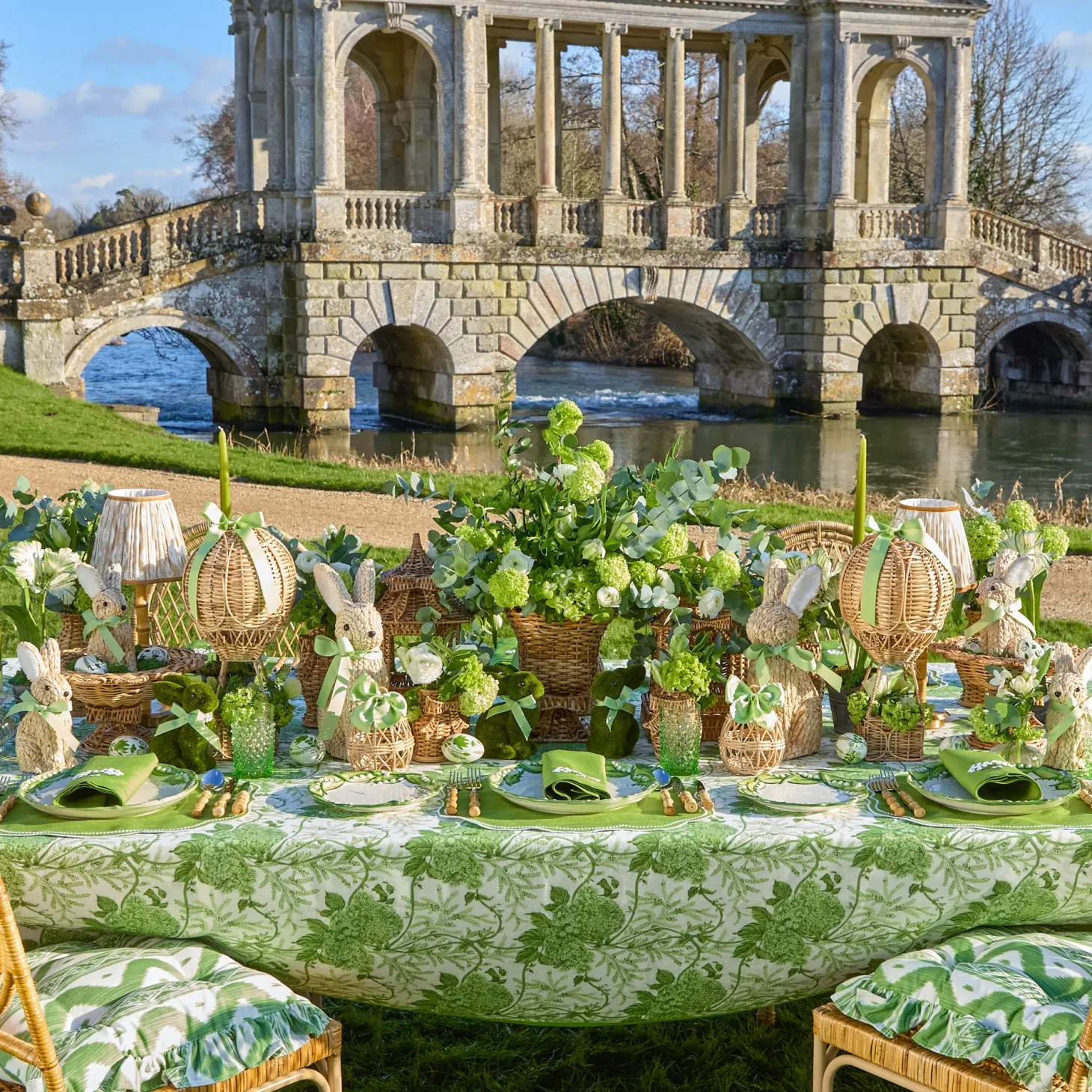 Hydrangea Green Linen Napkins (Set of 4)