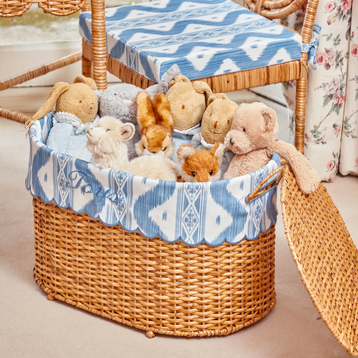 Isabella Rattan Basket with Ikat Liner (Medium)