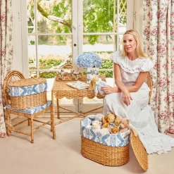 Isabella Rattan Basket with Ikat Liner (Medium)