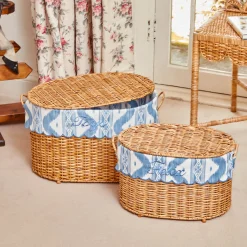 Isabella Rattan Basket with Ikat Liner (Medium)