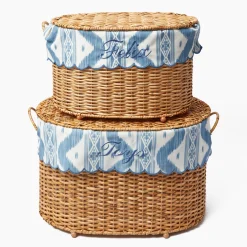 Isabella Rattan Basket with Ikat Liner (Medium)
