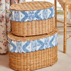 Isabella Rattan Basket with Ikat Liner (Medium)