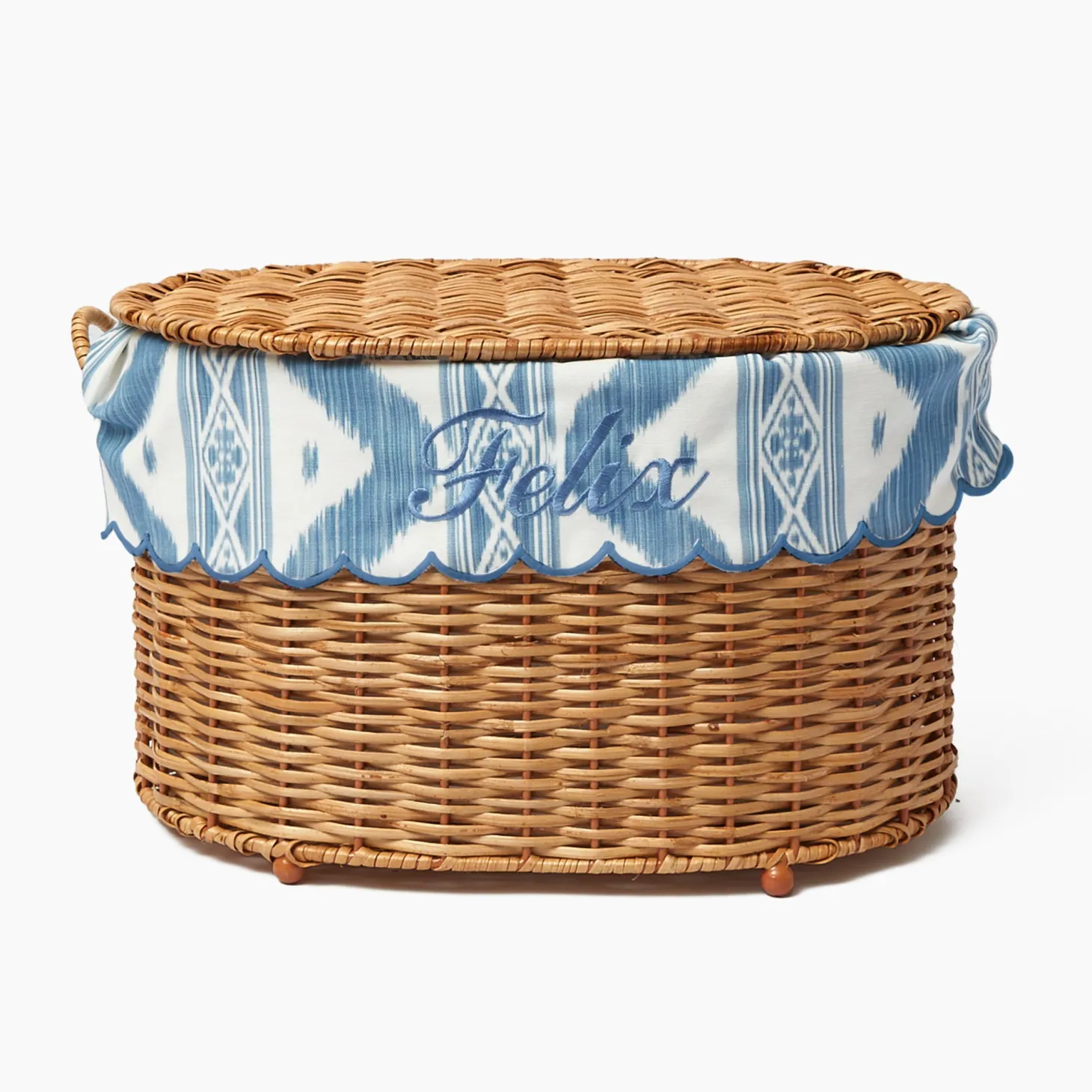 Isabella Rattan Basket with Ikat Liner (Small)
