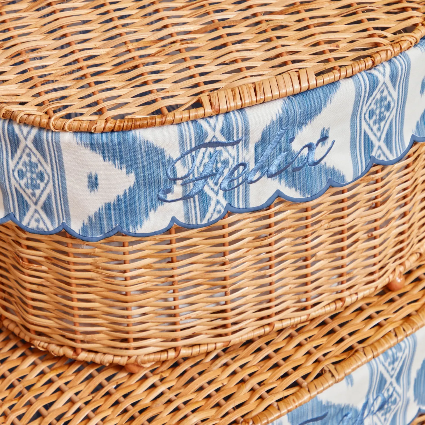 Isabella Rattan Basket with Ikat Liner (Small)