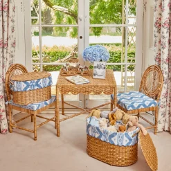 Isabella Rattan Basket with Ikat Liner (Small)