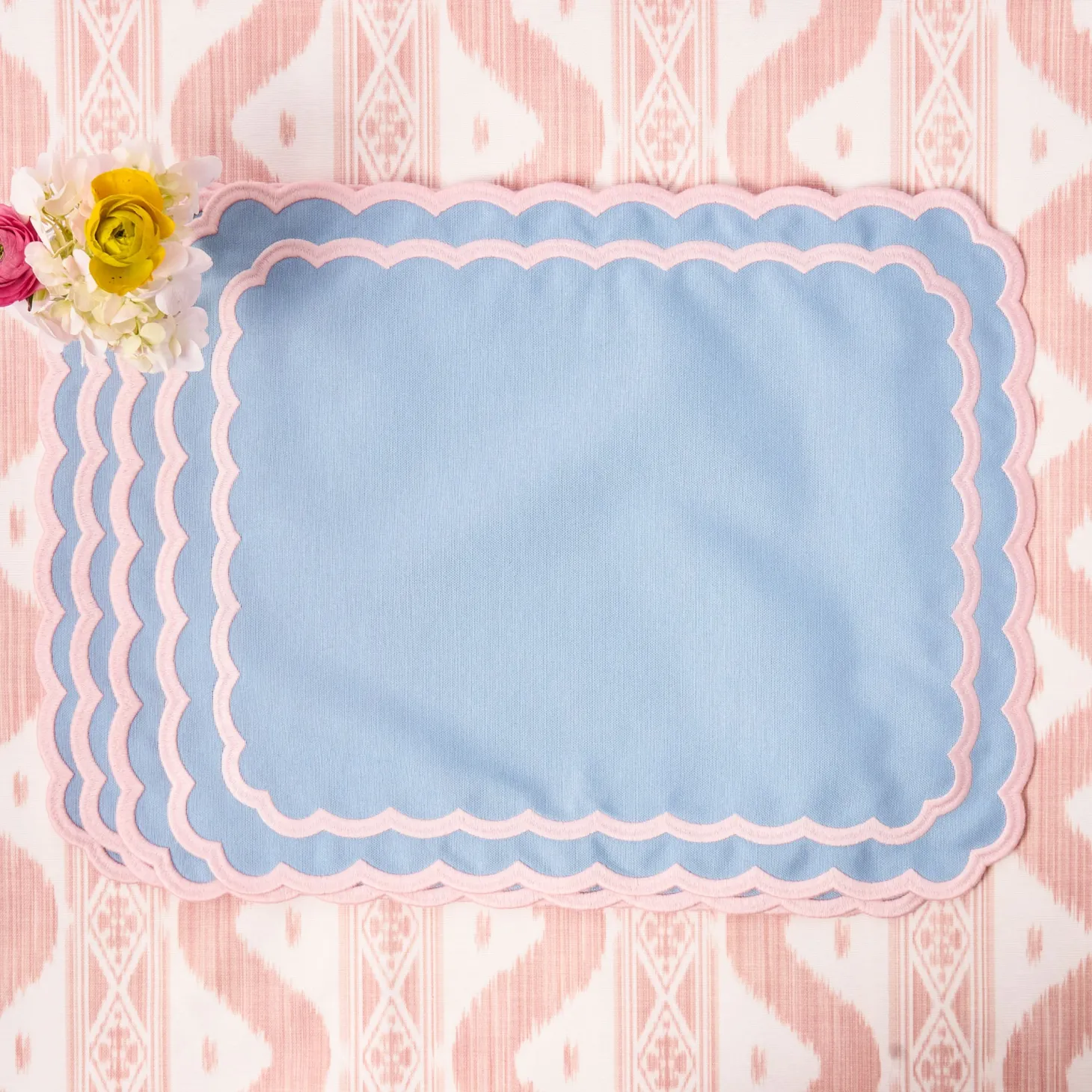 Isla Blue & Pink Placemats & Napkins (Set of 4)