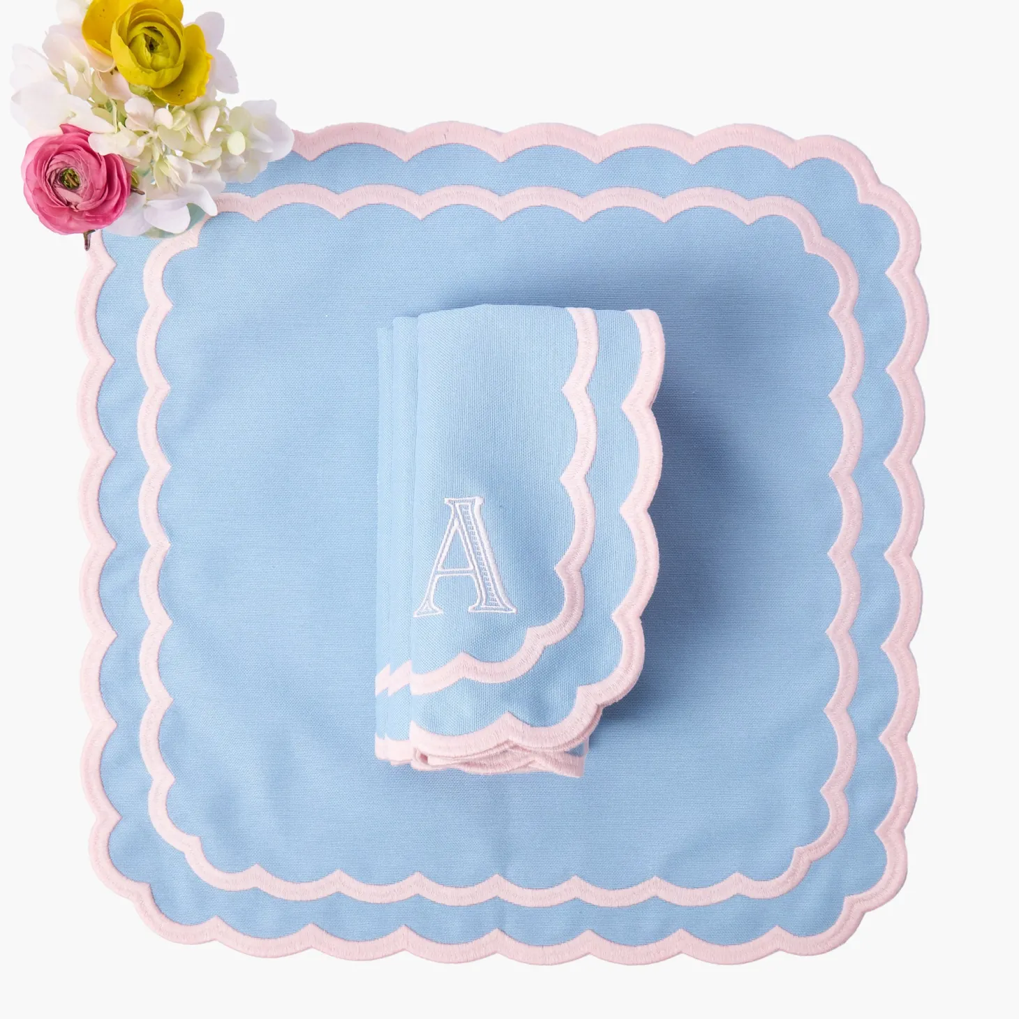 Isla Blue & Pink Placemats & Napkins (Set of 4)