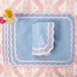 Isla Blue & Pink Placemats & Napkins (Set of 4)
