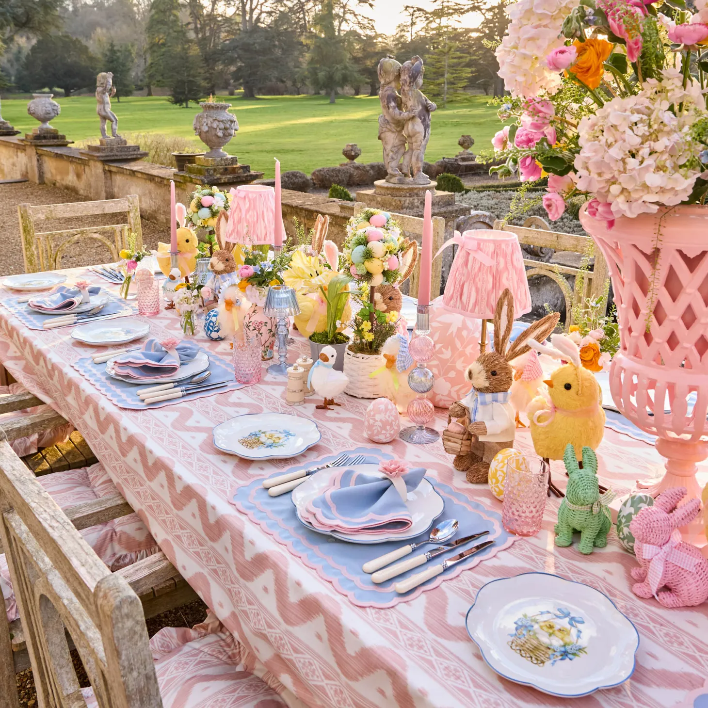 Isla Blue & Pink Placemats & Napkins (Set of 4)