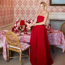 Isla Pink Toile Tablecloth