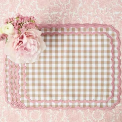 Isla Putty & Pink Gingham Placemats (Set of 4)