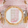Isla Putty & Pink Gingham Placemats & Napkins (Set of 4)