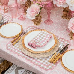 Isla Putty & Pink Gingham Placemats & Napkins (Set of 4)