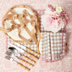 Isla Putty & Pink Gingham Placemats & Napkins (Set of 4)