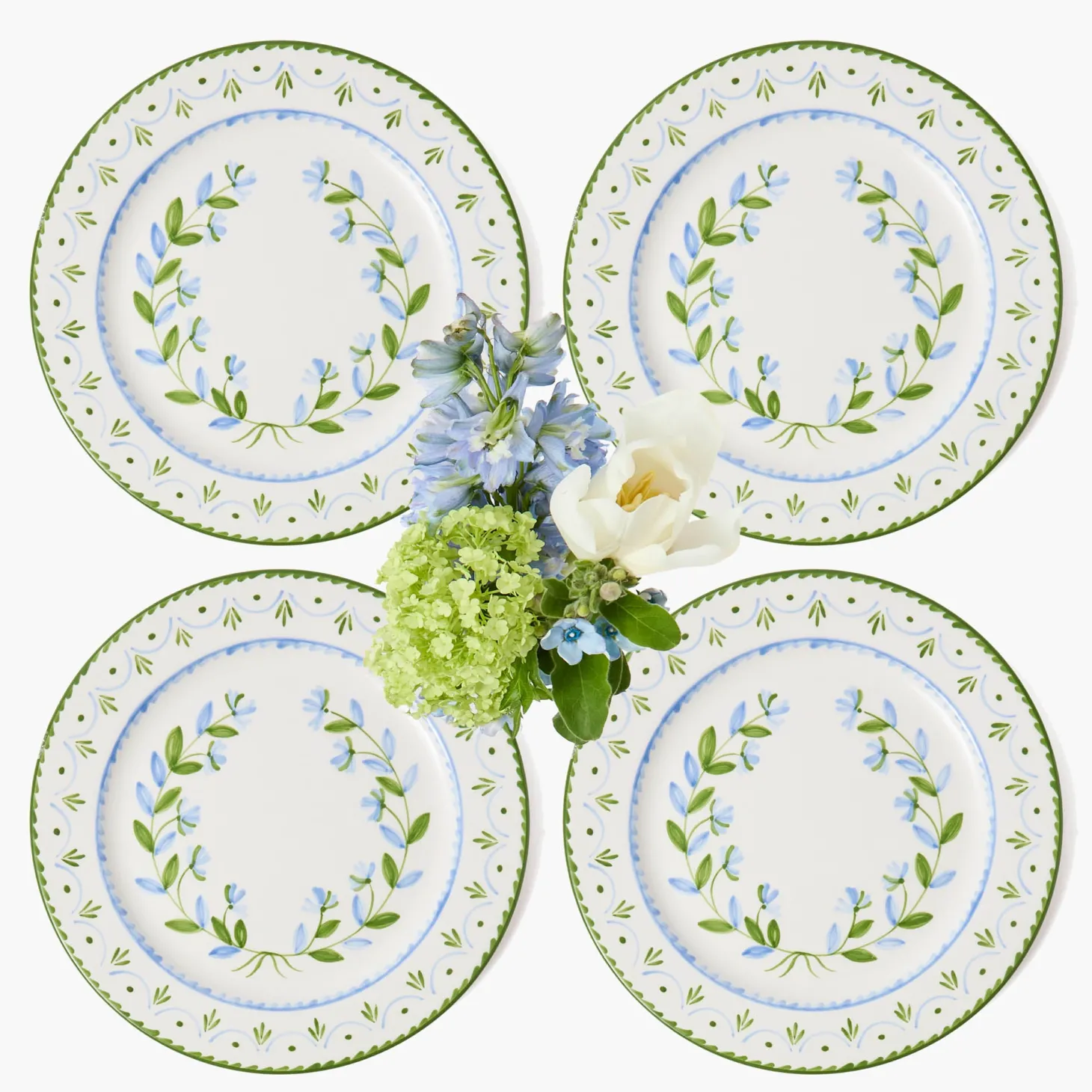 Josephine Green & Blue Dinner Plates (Set of 4)