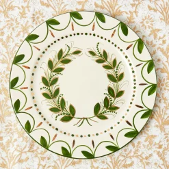 Josephine Olive & Gold Garland Dinner Plate