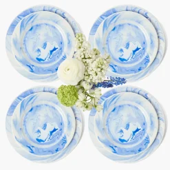 Julia Blue Marbled Dinner & Starter Plates (Set of 8)