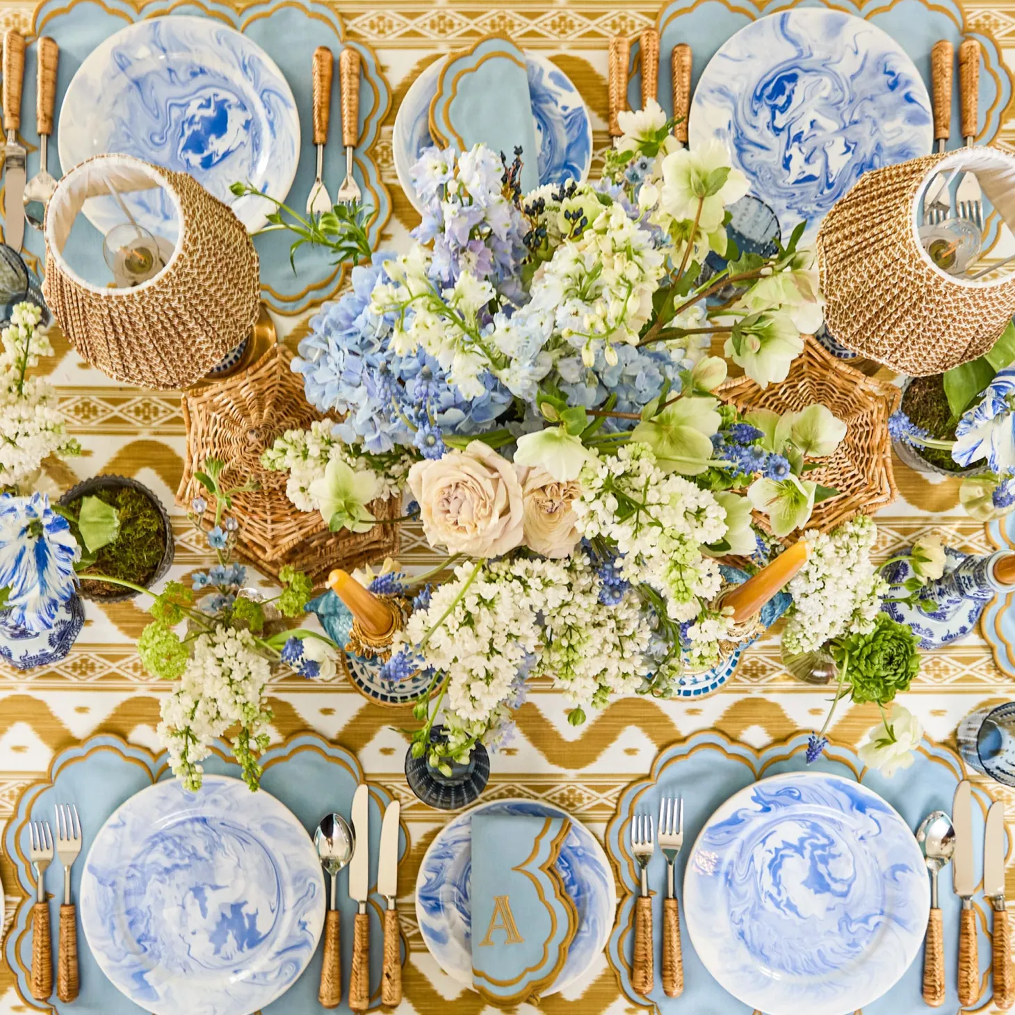 Julia Blue Marbled Dinner & Starter Plates (Set of 8)