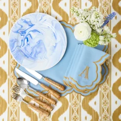 Julia Blue Marbled Dinner & Starter Plates (Set of 8)