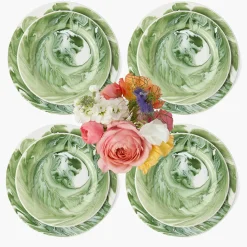 Julia Green Marbled Dinner & Starter Plates (Set of 8)