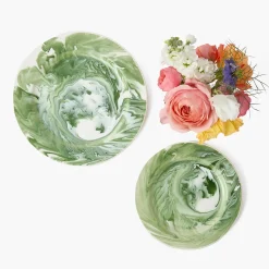 Julia Green Marbled Dinner & Starter Plates (Set of 8)