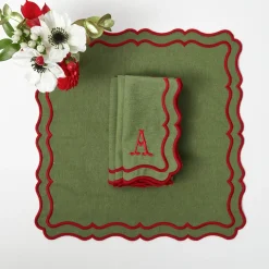 Katherine Green & Red Napkins (Set of 4)