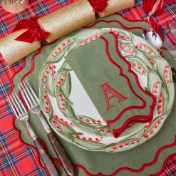 Katherine Green & Red Placemats & Napkins (Set of 4)