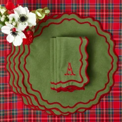 Katherine Green & Red Placemats & Napkins (Set of 4)