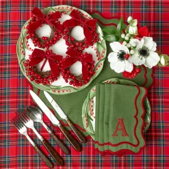 Katherine Green & Red Placemats & Napkins (Set of 4)