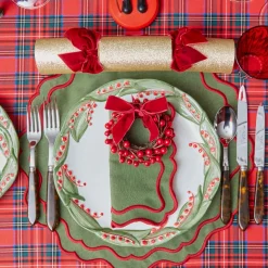 Katherine Green & Red Placemats & Napkins (Set of 4)