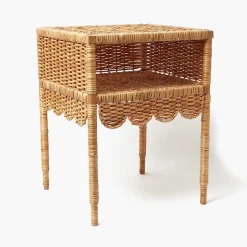 Lara Rattan Scalloped Bedside Table