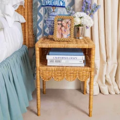 Lara Rattan Scalloped Bedside Table
