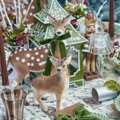 Large Green Ribboned Spotted Deer (Pair) - 56cm
