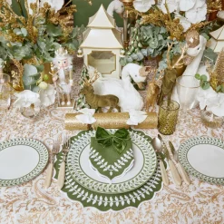 Large Olive Green Flocked Reindeer (Pair)