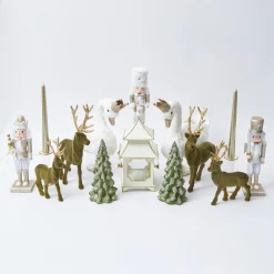 Large Olive Green Flocked Reindeer (Pair)