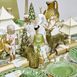 Large Olive Green Flocked Reindeer (Pair)