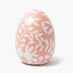 Large Pink Floral Tole Egg
