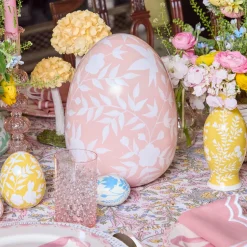 Large Pink Floral Tole Egg