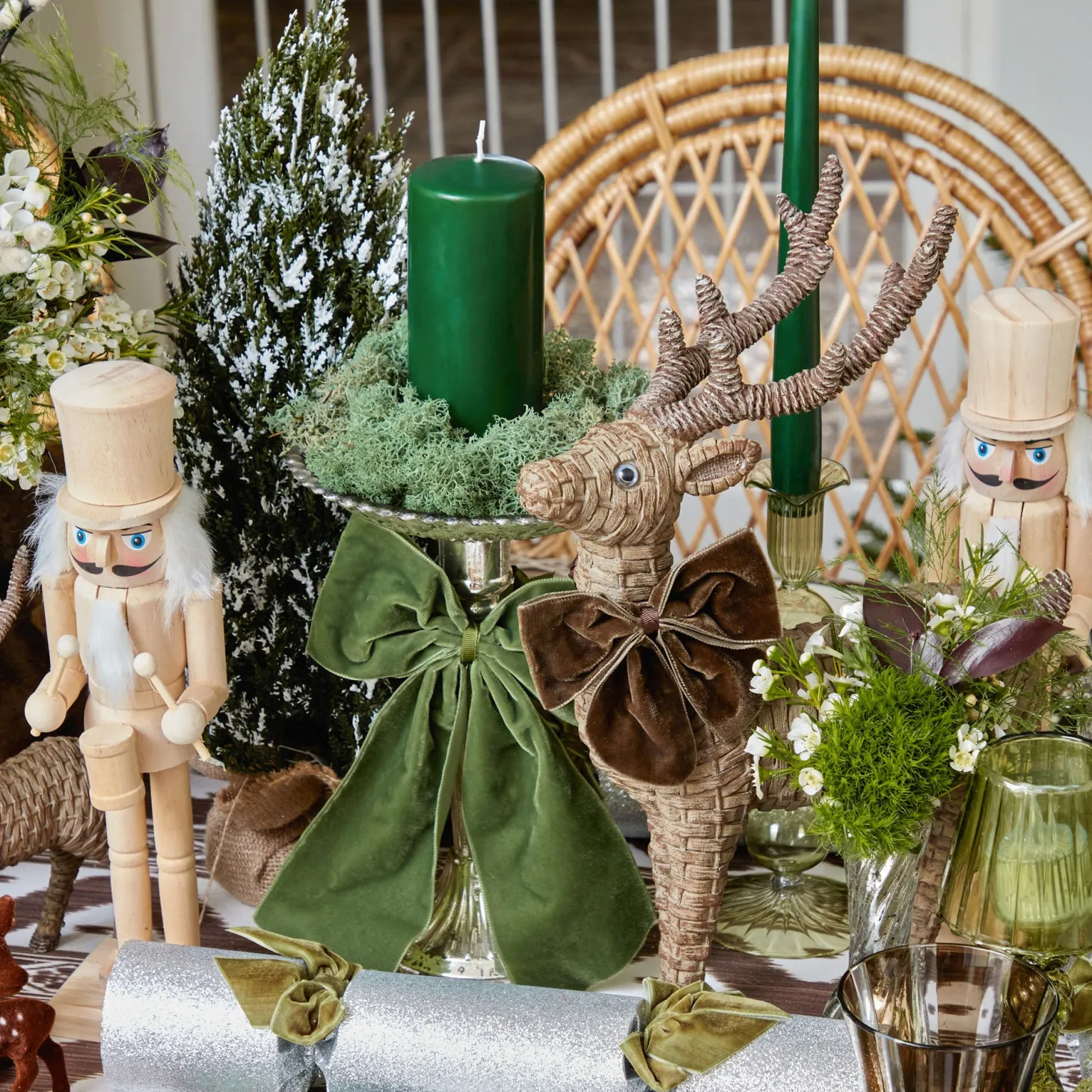 Large Rattan Reindeer (Pair) - 40cm