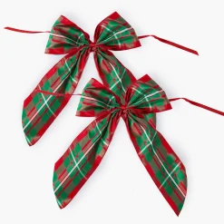 Large Red & Green Tartan Bows (Pair)