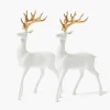 Large White Reindeer with Gold Antlers (Pair) - 45cm