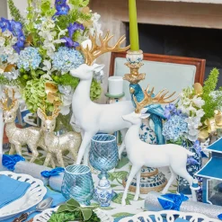 Large White Reindeer with Gold Antlers (Pair) - 45cm