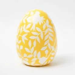 Large Yellow Floral Tole Egg