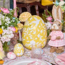 Large Yellow Floral Tole Egg