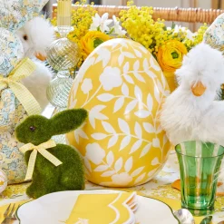 Large Yellow Floral Tole Egg