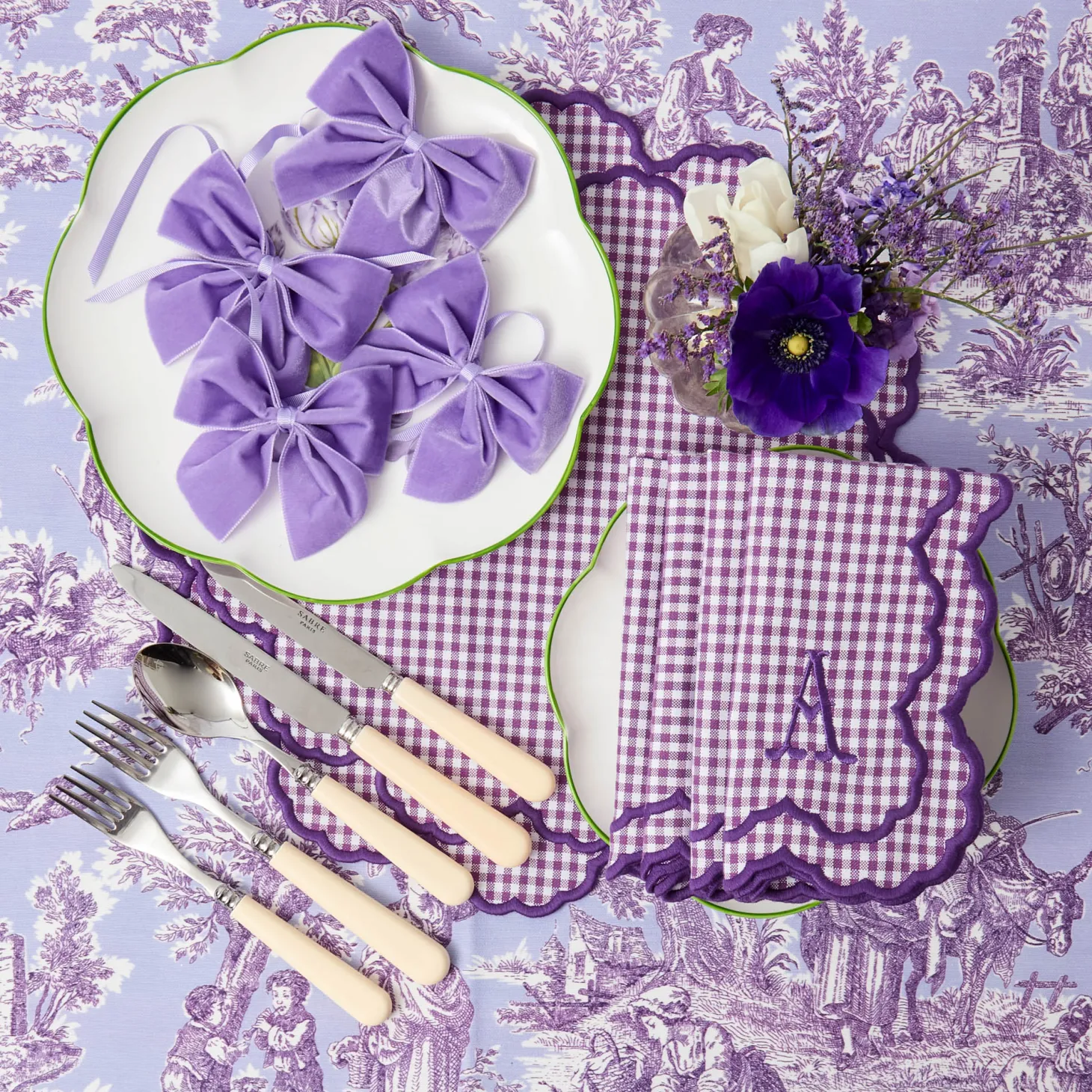 Lilac Velvet Napkin Bows (Set of 4)